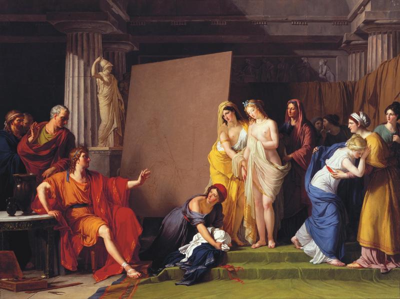 Zêuxis escolhendo suas modelos entre as jovens de Crotona para a imagem de Helena (1789), François-André Vincent, coleção privada