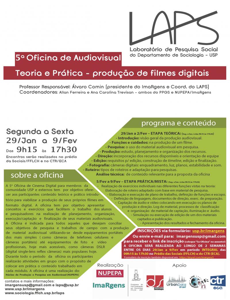 Convite para a 5a Edição da Oficina de Audiovisual do ImaRgens/NUPEPA