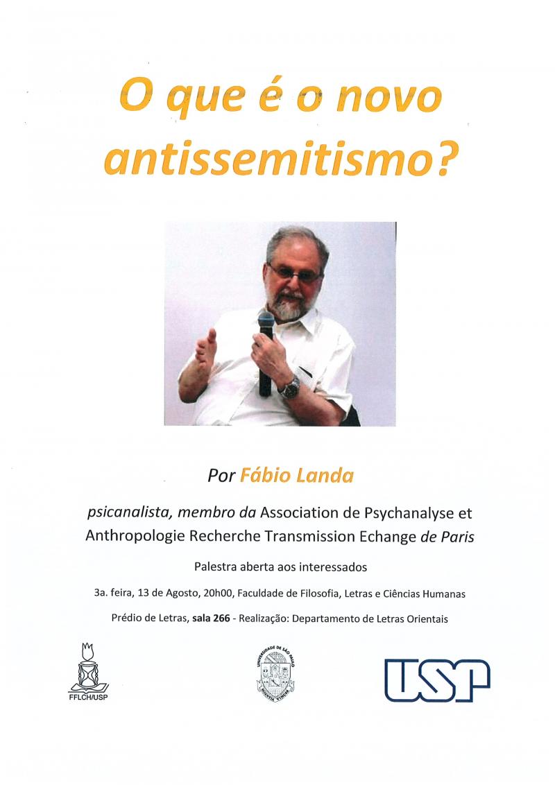 Cartaz do evento: "O que é o novo antissemitismo?"