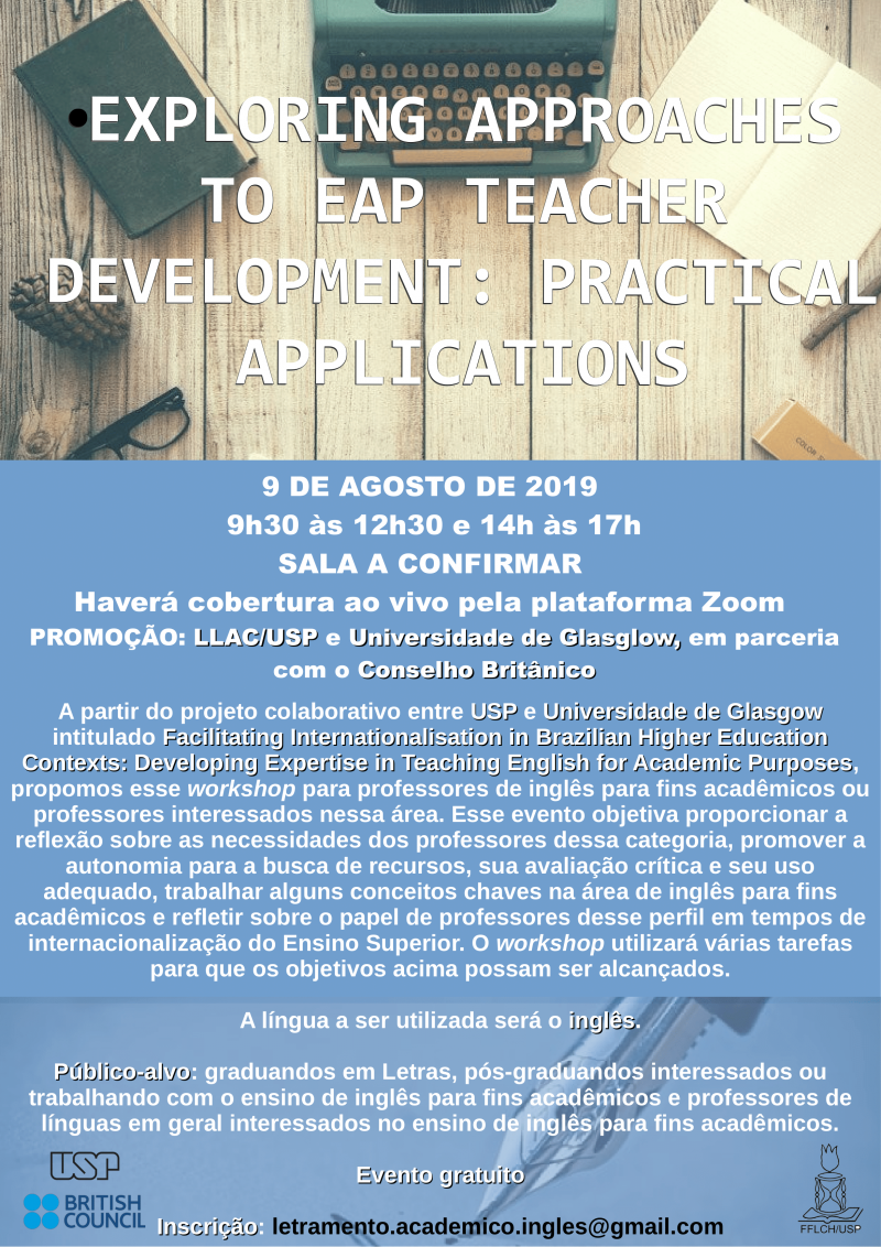 Cartaz do Workshop "Exploring Approaches to EAP Teacher Development: Practical Applications"