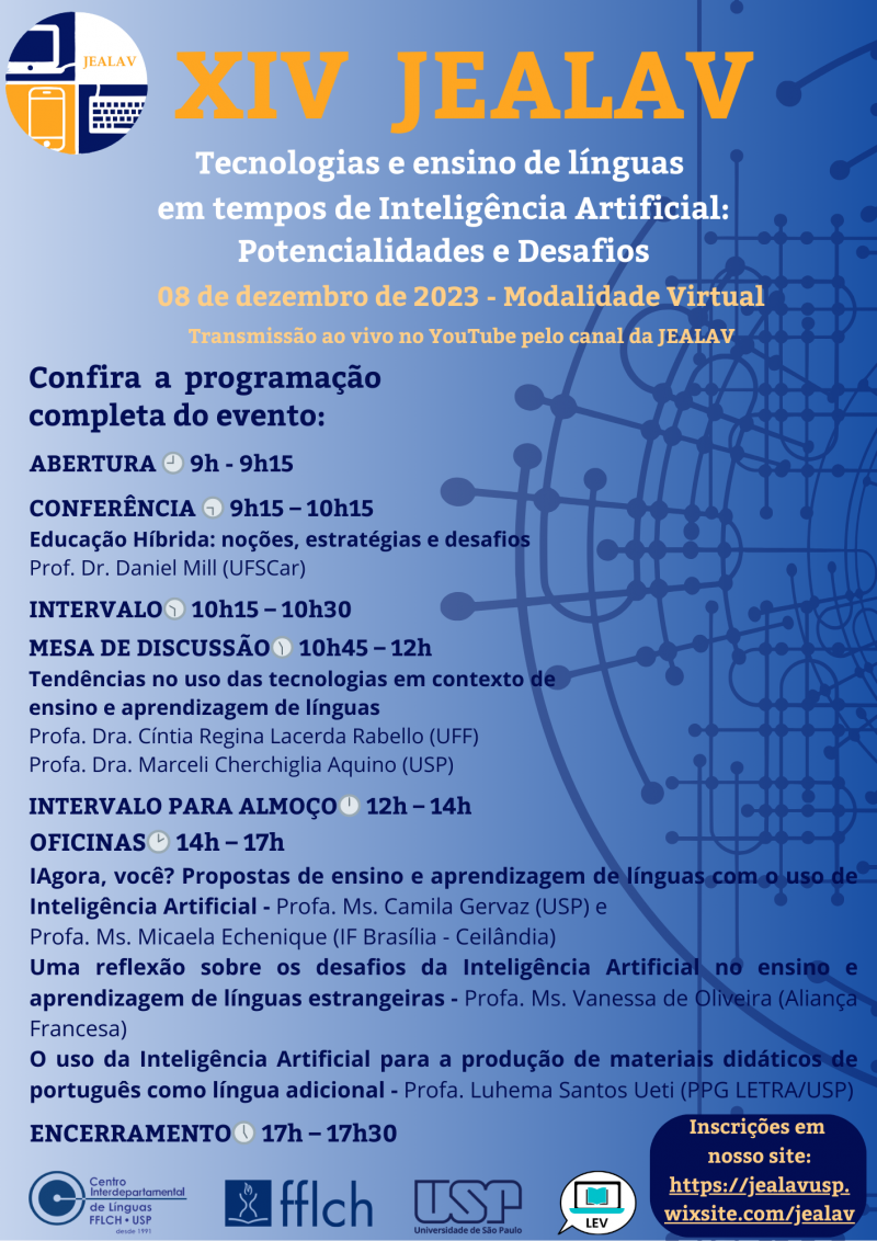 Cartaz com a programação da XIV JEALAV