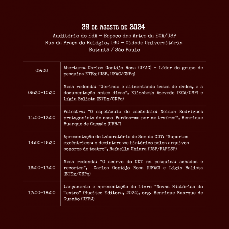 Programação 29 de agosto de 2024