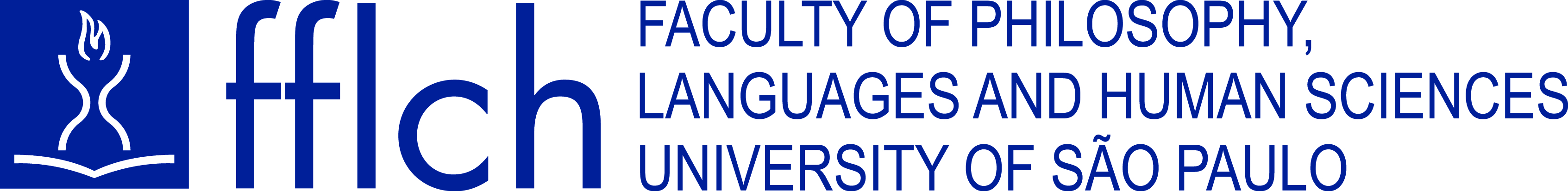 Logo horizontal em inglês da Faculdade de Filosofia, Letras e Ciências Humanas