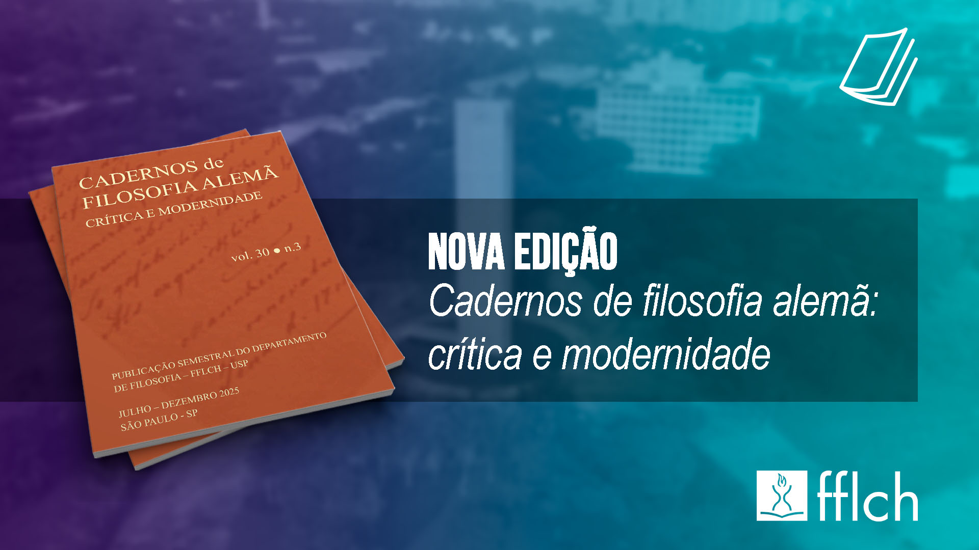Capa novo número dos Cadernos de filosofia alemã: crítica e modernidade, volume 30, número 3 de 2025
