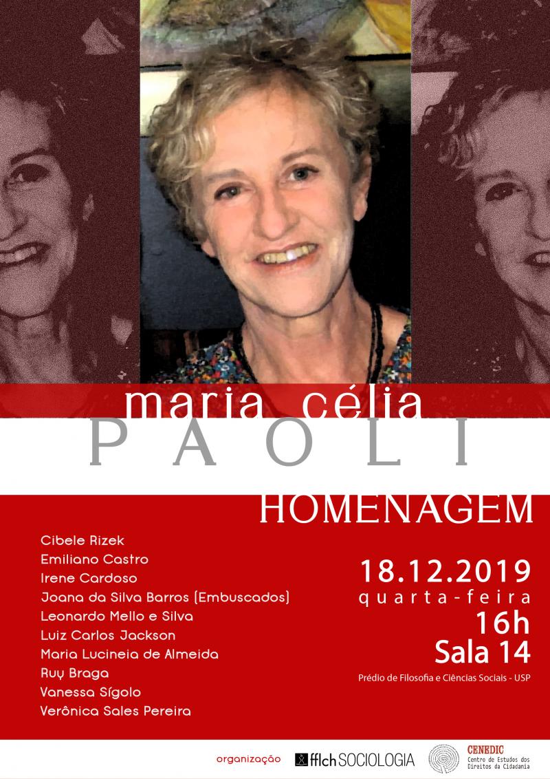 cartaz de evento da FFLCH em homenagem à professora Maria Célia 