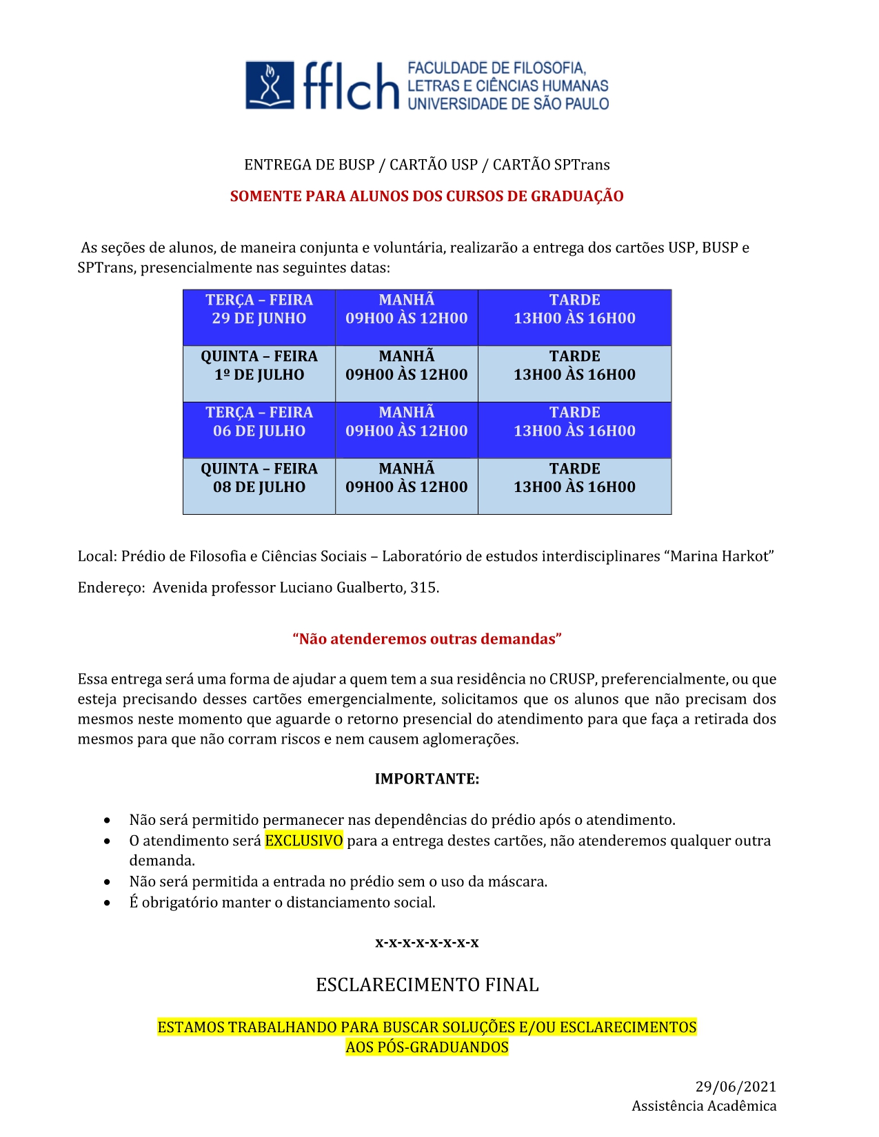 informações busp e cartões
