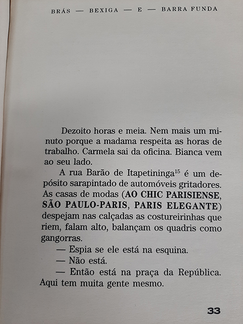 No projeto gráfico original de Brás, Bexiga e Barra Funda, espaços em branco, negrito e letras grandes são referências vindas do jornalismo