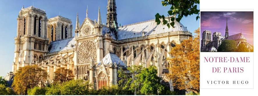montagem Catedral Notre Dame e livro