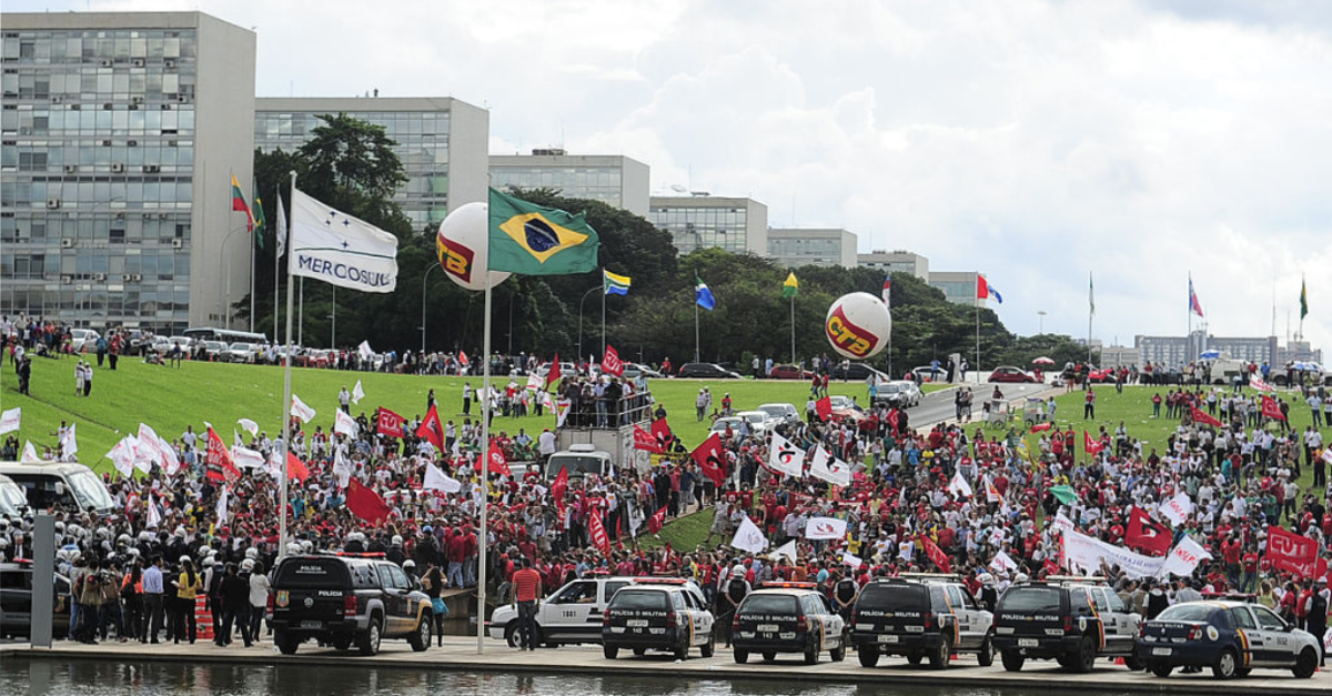 Manifestação sindicalista em Brasília, no ano de 2015